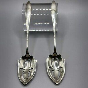 Pair of Weidlich Sterling Silver Pierced Cherry Spoons 5 5/8" Engraved Honolulu
